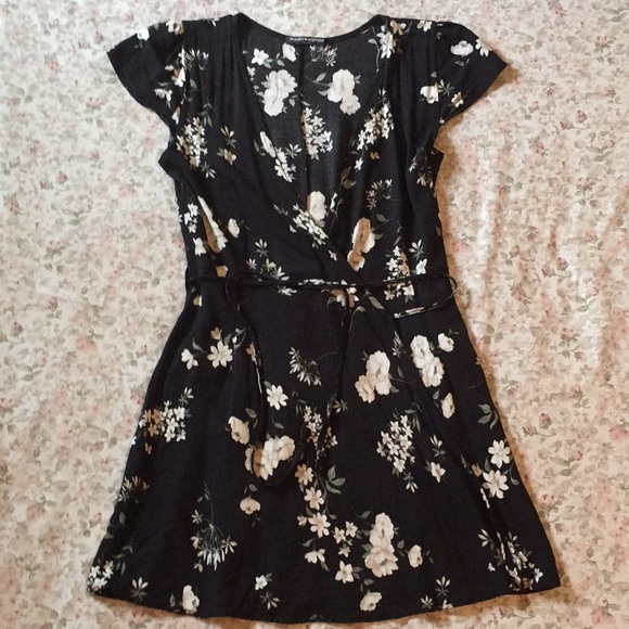 Brandy Melville Dresses & Skirts - Brandy Melville Robbie Black Floral Wrap Dress